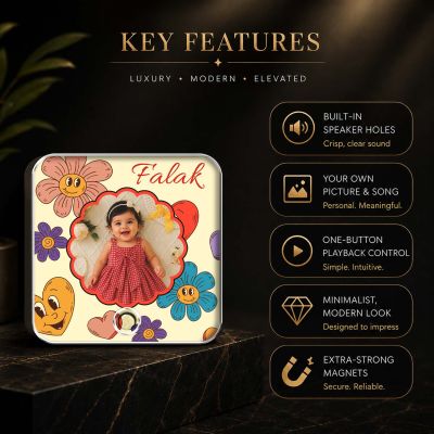 Personalised Birthday Gift for Baby Girl Customized Musical Fridge Magnet with Photo and Song  Audio Message Gift Rechargeable Sound Magnet